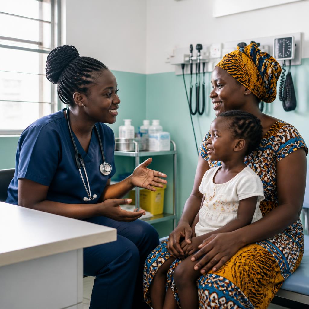 Doctor consulting with a family at Alfajiri Healthcare